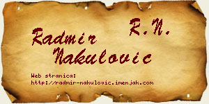 Radmir Nakulović vizit kartica